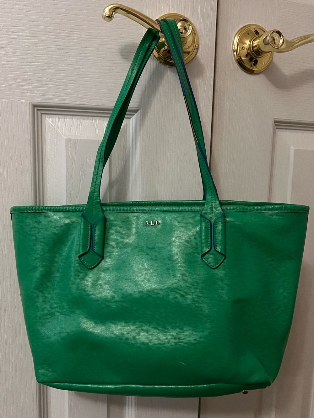 Ralph Lauren Green Leather Tote Bag